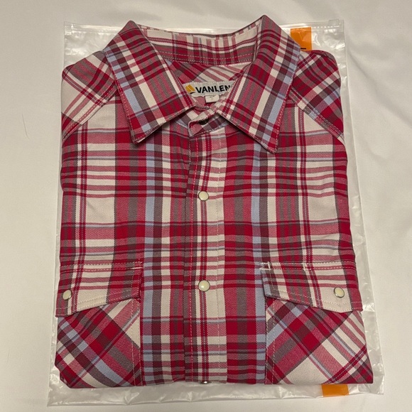 Vanlens Other - FR Vanlens Red Plaid Long Sleeve Button-down Men's Fire Retardant Shirt
